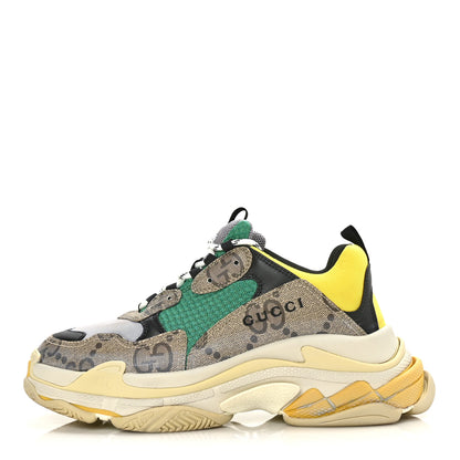 Balenciaga X GUCCI Maxi GG Supreme Monogram Mens Triple S Sneakers 43 Beige Ebony Black Green 1 of 7