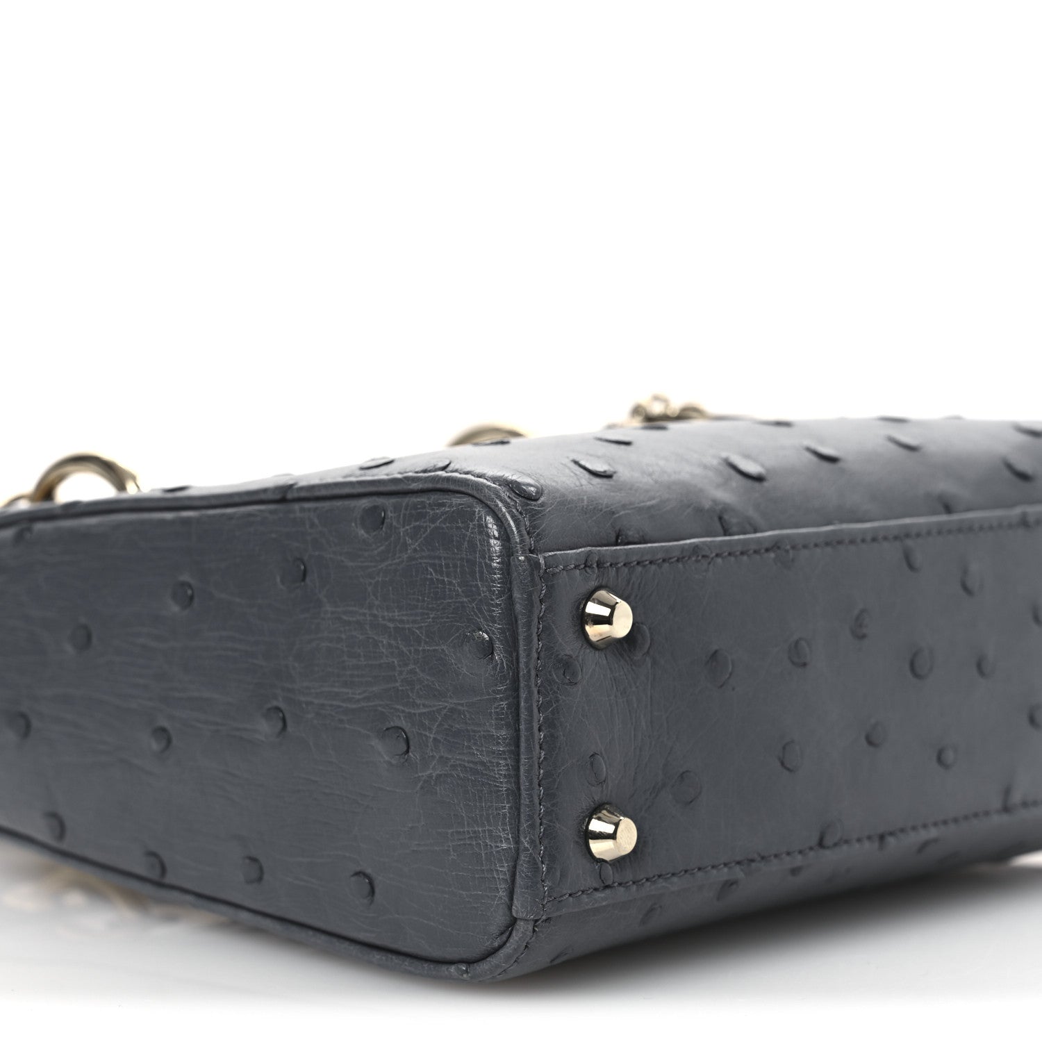 Christian Dior Ostrich Mini Lady Dior Dark Grey 9 of 12