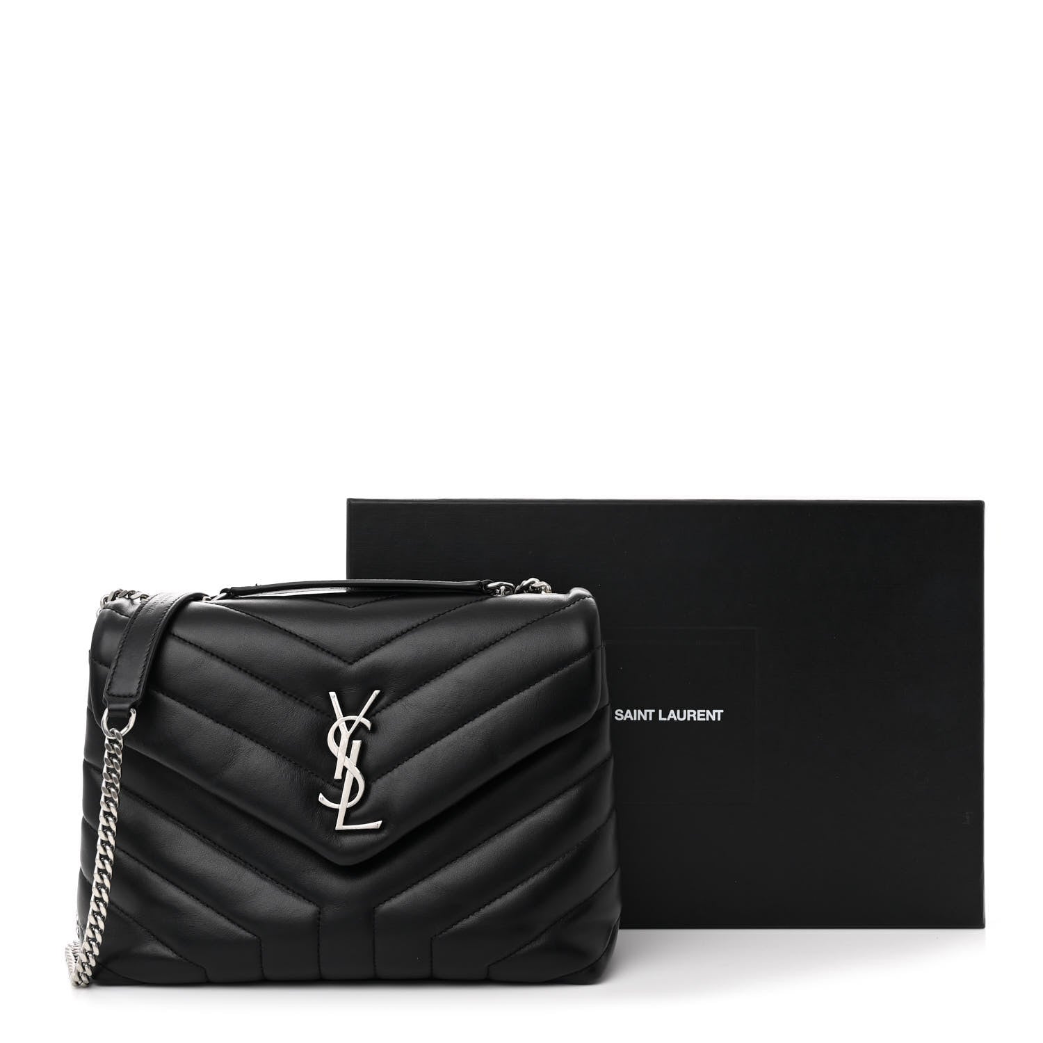 Saint Laurent Calfskin Y Quilted Monogram Small Loulou Chain Satchel Black 13 of 13