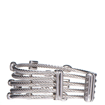 David Yurman Sterling Silver Diamond Five Row Confetti Cuff Bracelet 3 of 4
