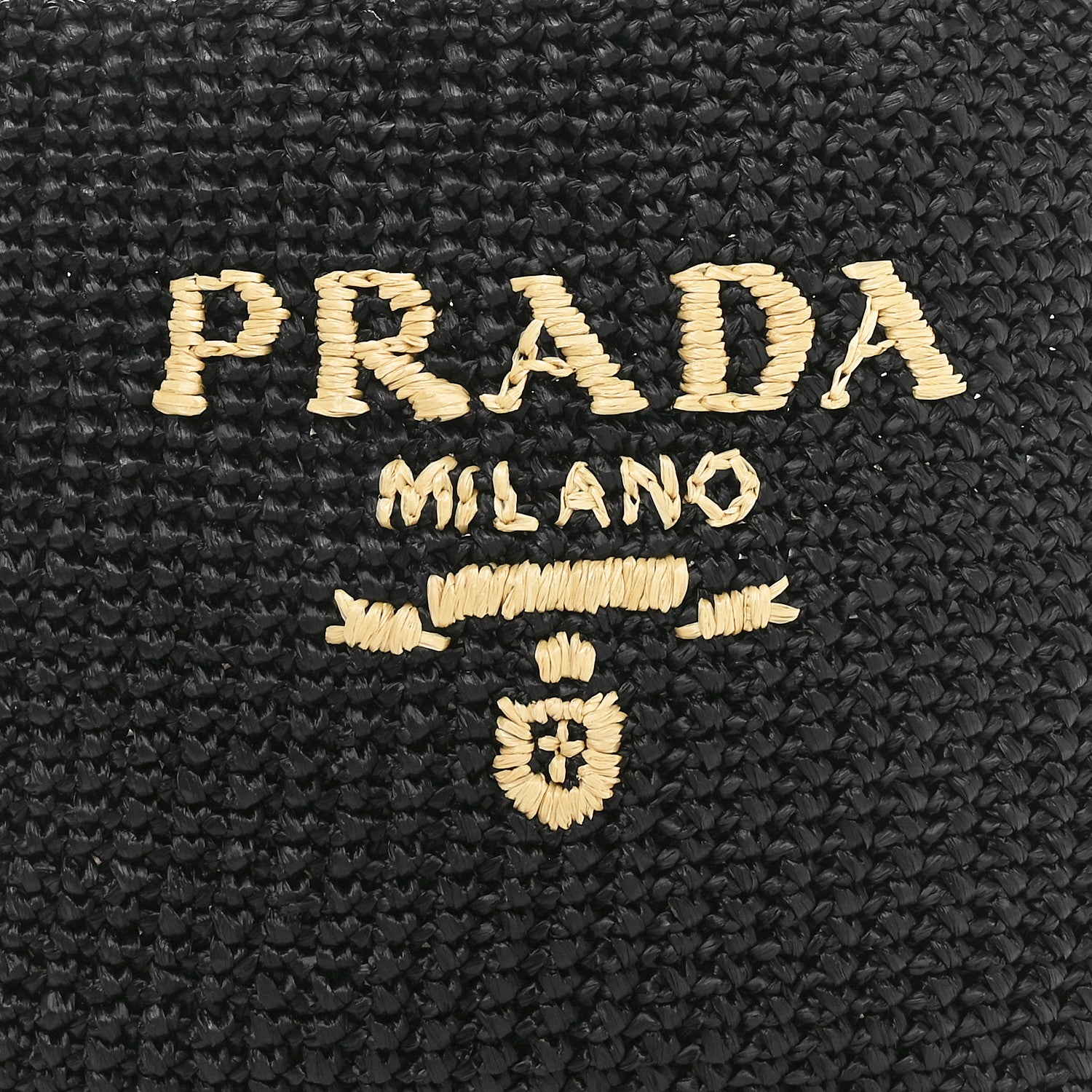 Prada Yarn Raffia Effect Crochet Small Logo Tote Black 7 of 9