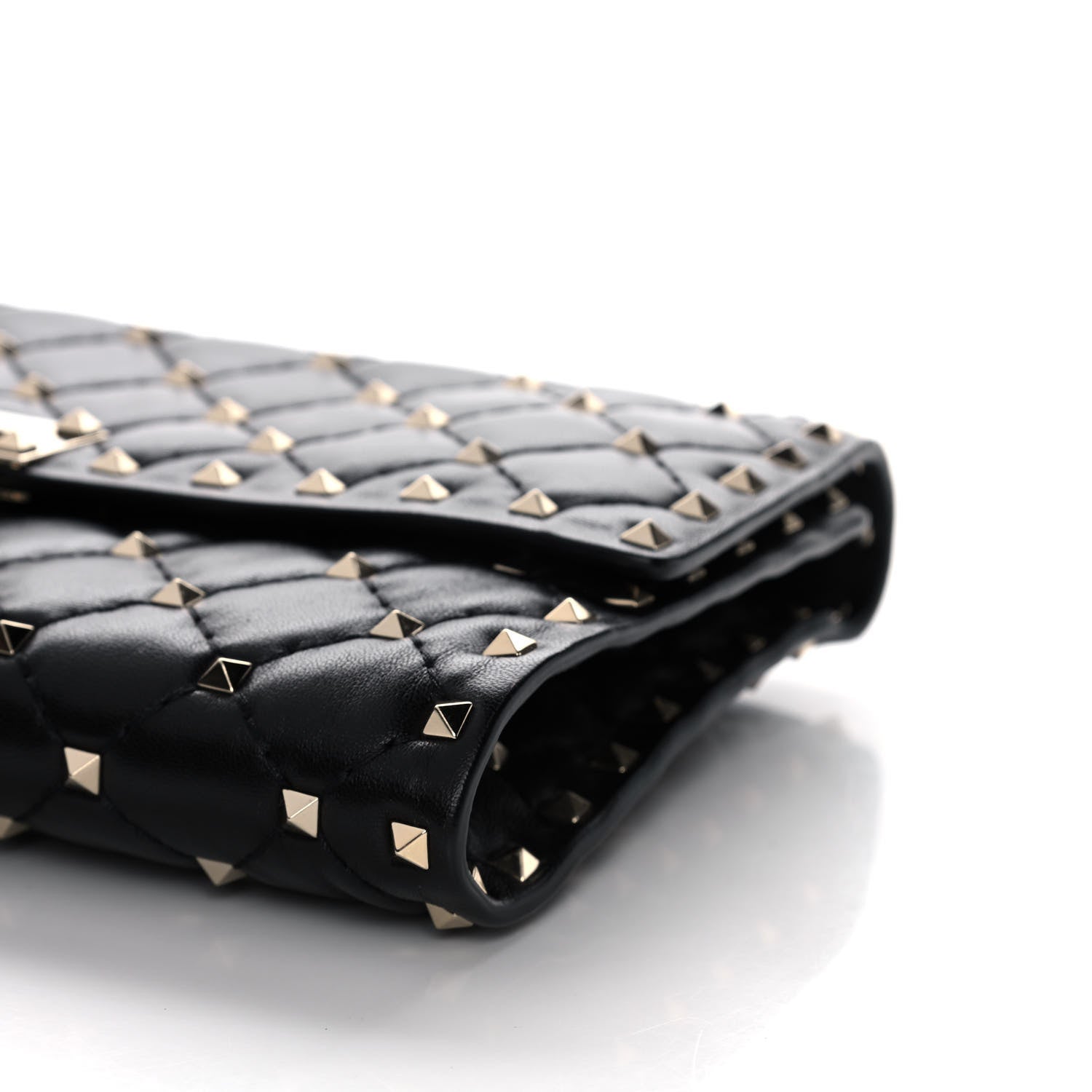 Valentino Garavani Lambskin Rockstud Spike Wallet on Chain Black 6 of 12