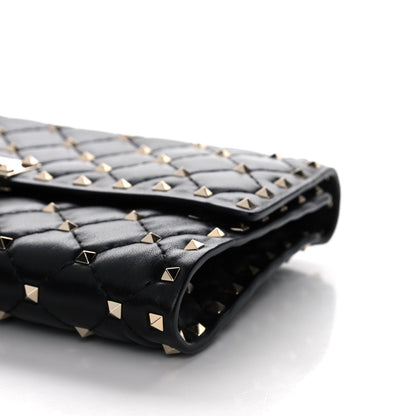 Valentino Garavani Lambskin Rockstud Spike Wallet on Chain Black 6 of 12
