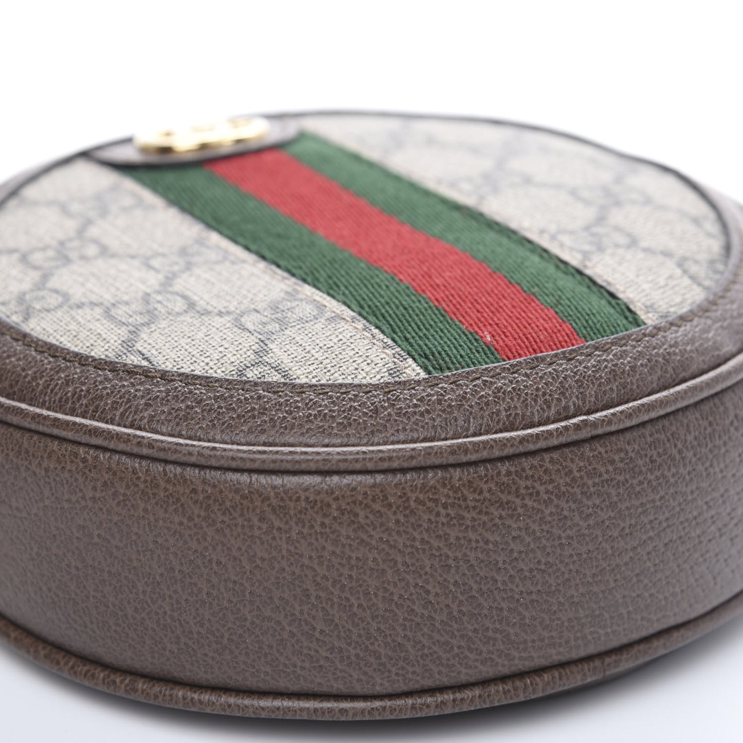 GG Supreme Monogram Web Ophidia Circle Wristlet Beige New Acero