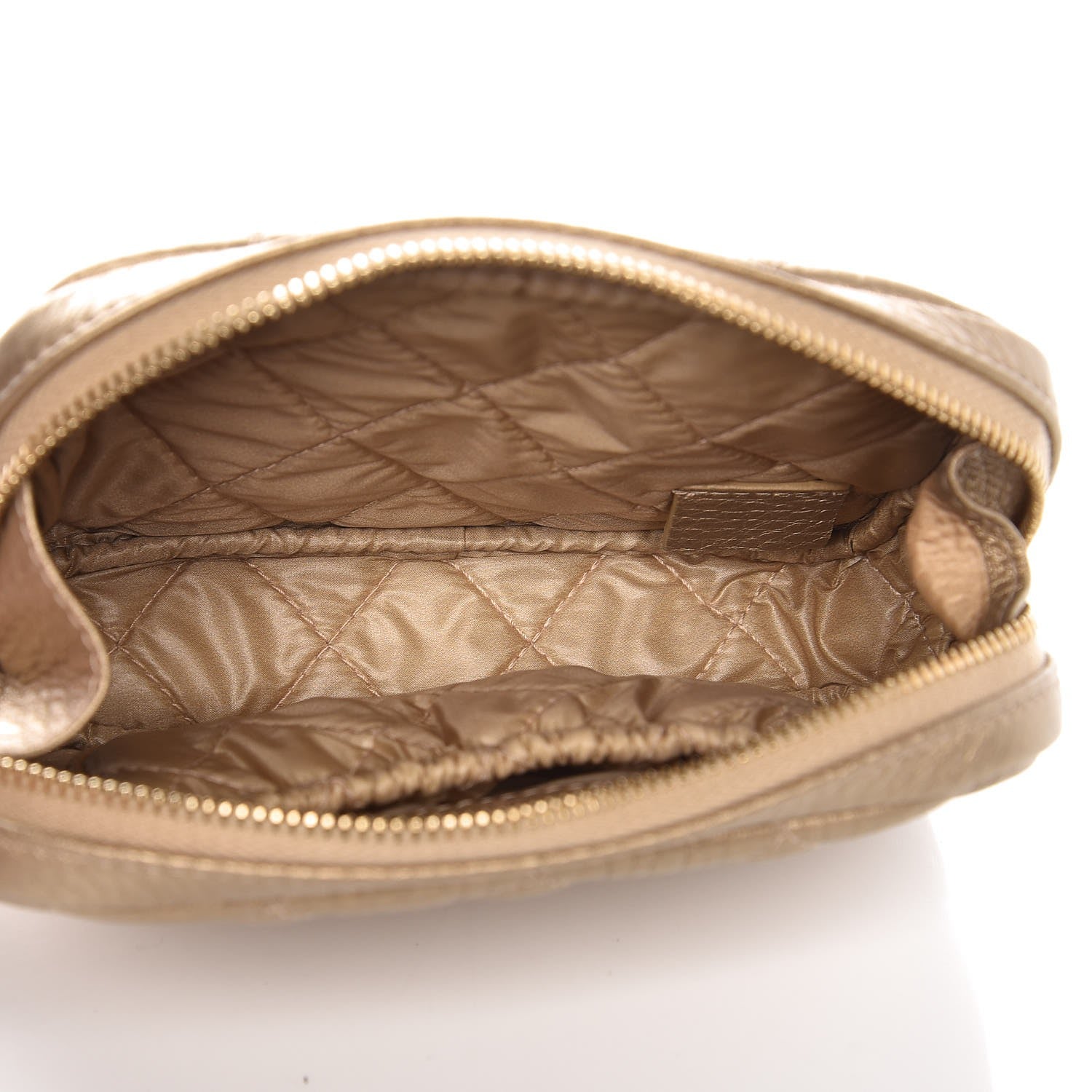 Chanel Metallic Calfskin Quilted Small Curvy Pouch Cosmetic Case Gold 5 of 8