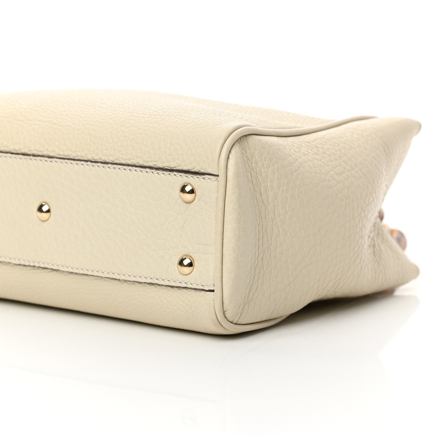 Calfskin Mini Bamboo Shopper Tote Off White