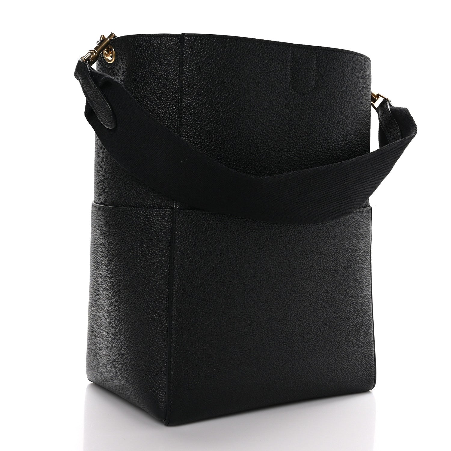 Celine Soft Grained Calfskin Sangle Bucket Bag Black 3 of 8