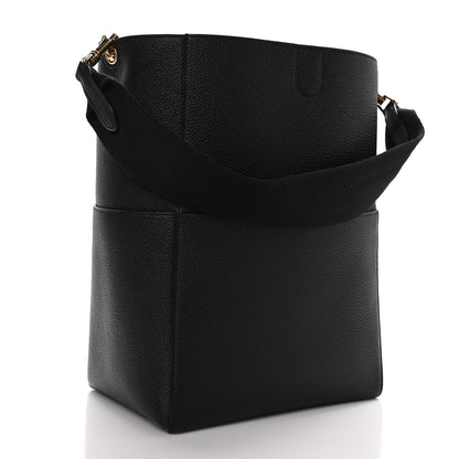 Celine Soft Grained Calfskin Sangle Bucket Bag Black 3 of 8