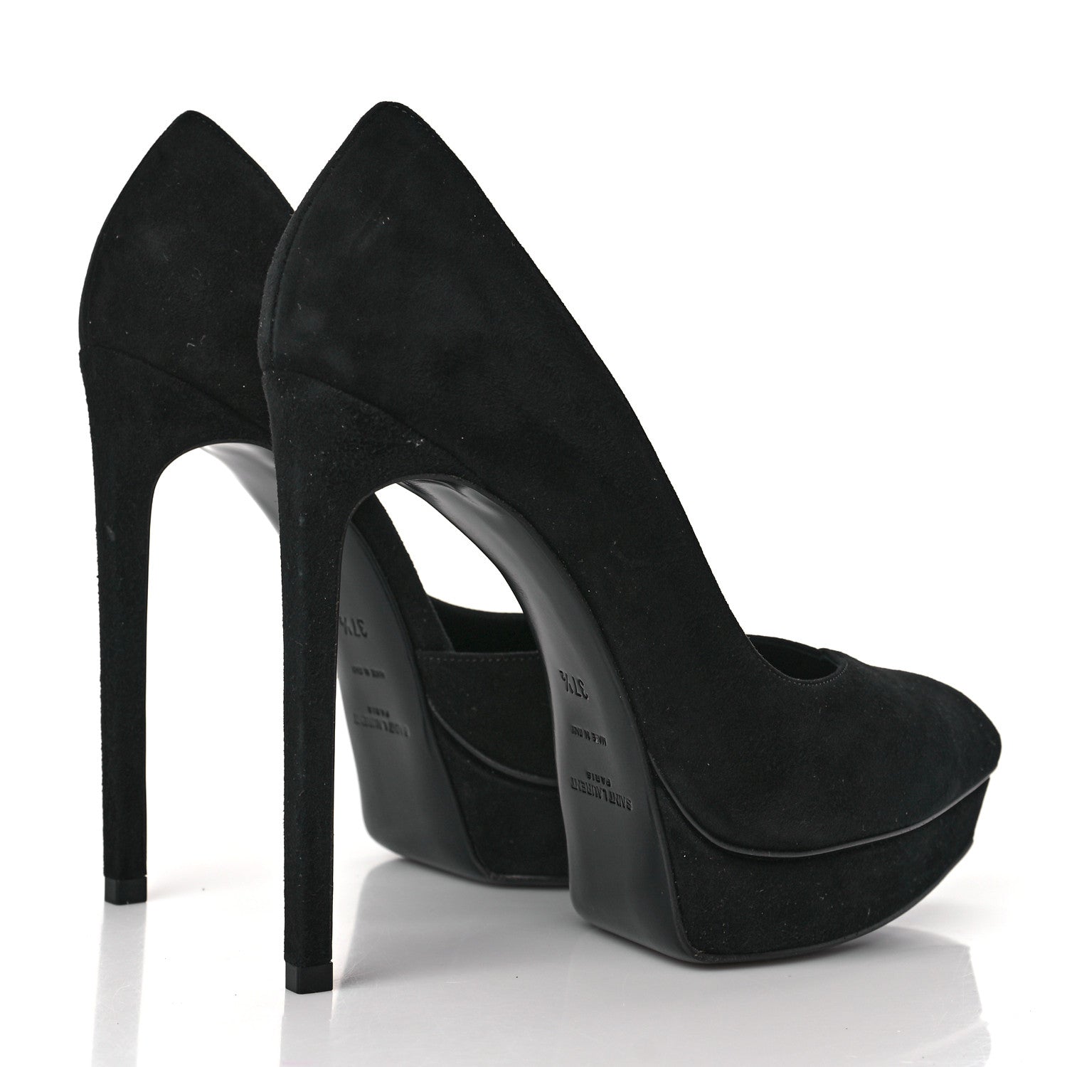 Saint Laurent Suede Janis 105 D'Orsay Pumps 37.5 Black 4 of 8