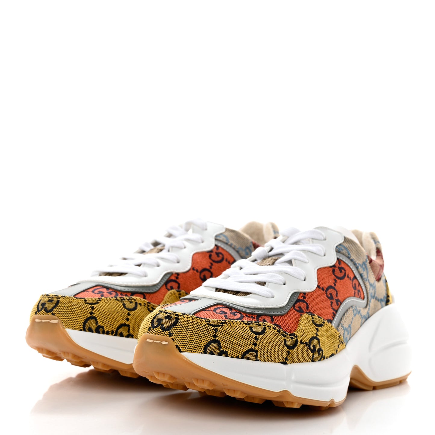 Monogram Multicolor Demetra Womens Rhyton Sneakers 36 Yellow Blue Great White Tabasco
