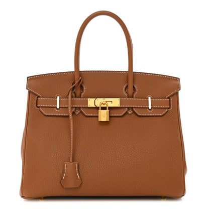 Hermes Togo Horseshoe Birkin 30 Gold Vermillion 1 of 15