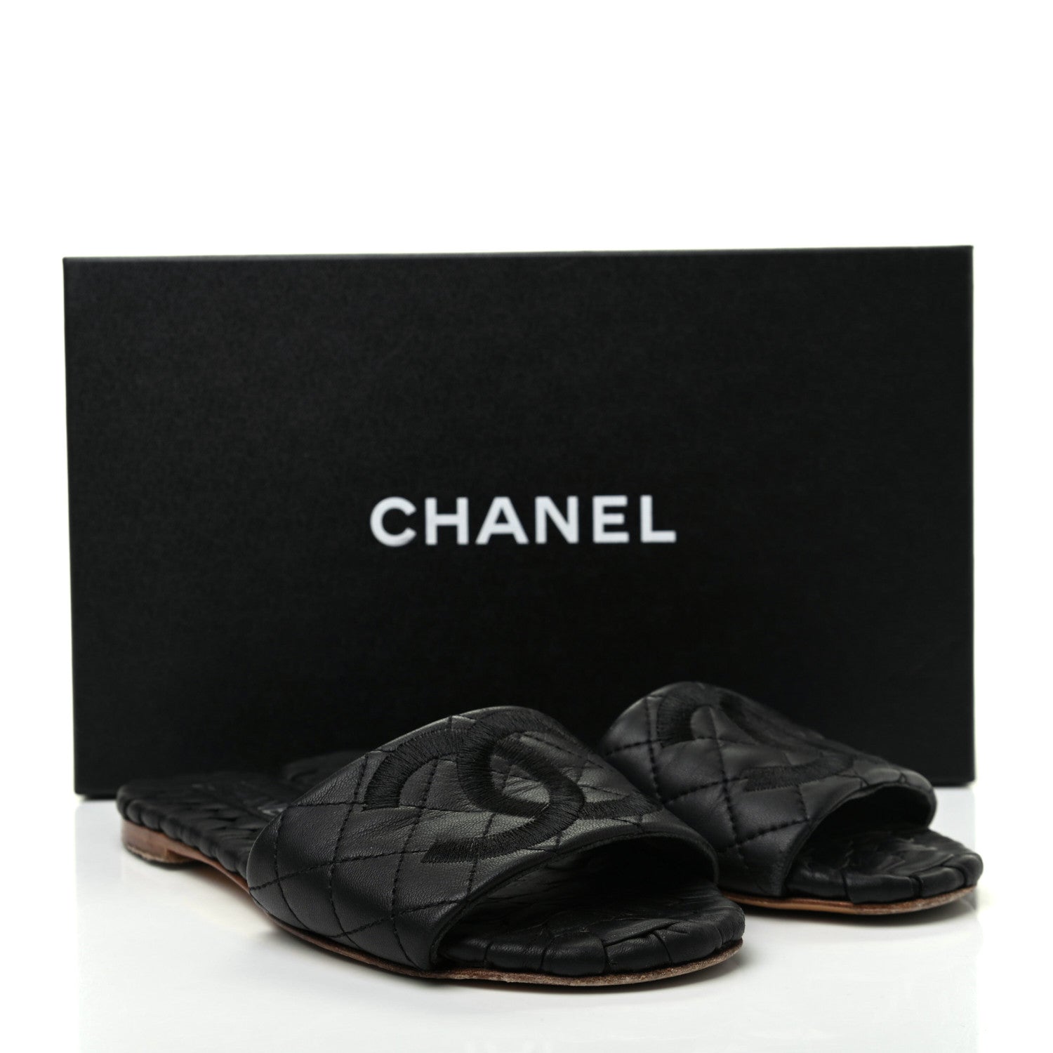 Chanel Lambskin Quilted Embroidered CC Mules Sandals 36 Black 15 of 15