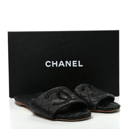 Chanel Lambskin Quilted Embroidered CC Mules Sandals 36 Black 15 of 15