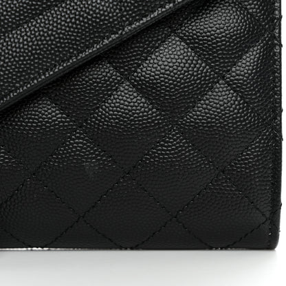 Saint Laurent Grain De Poudre Textured Mixed Matelasse Triquilt Monogram Clutch Black 8 of 8