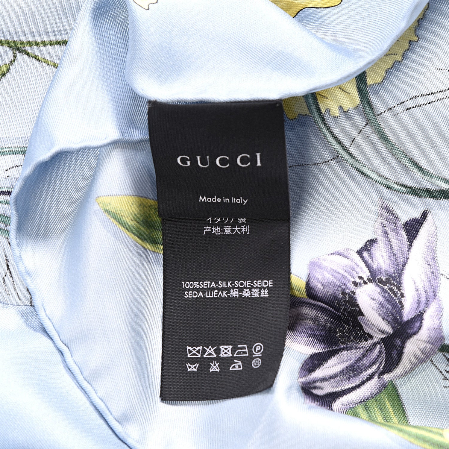 Gucci Silk Flora Infinity Chrissy Square Scarf Blue 6 of 6