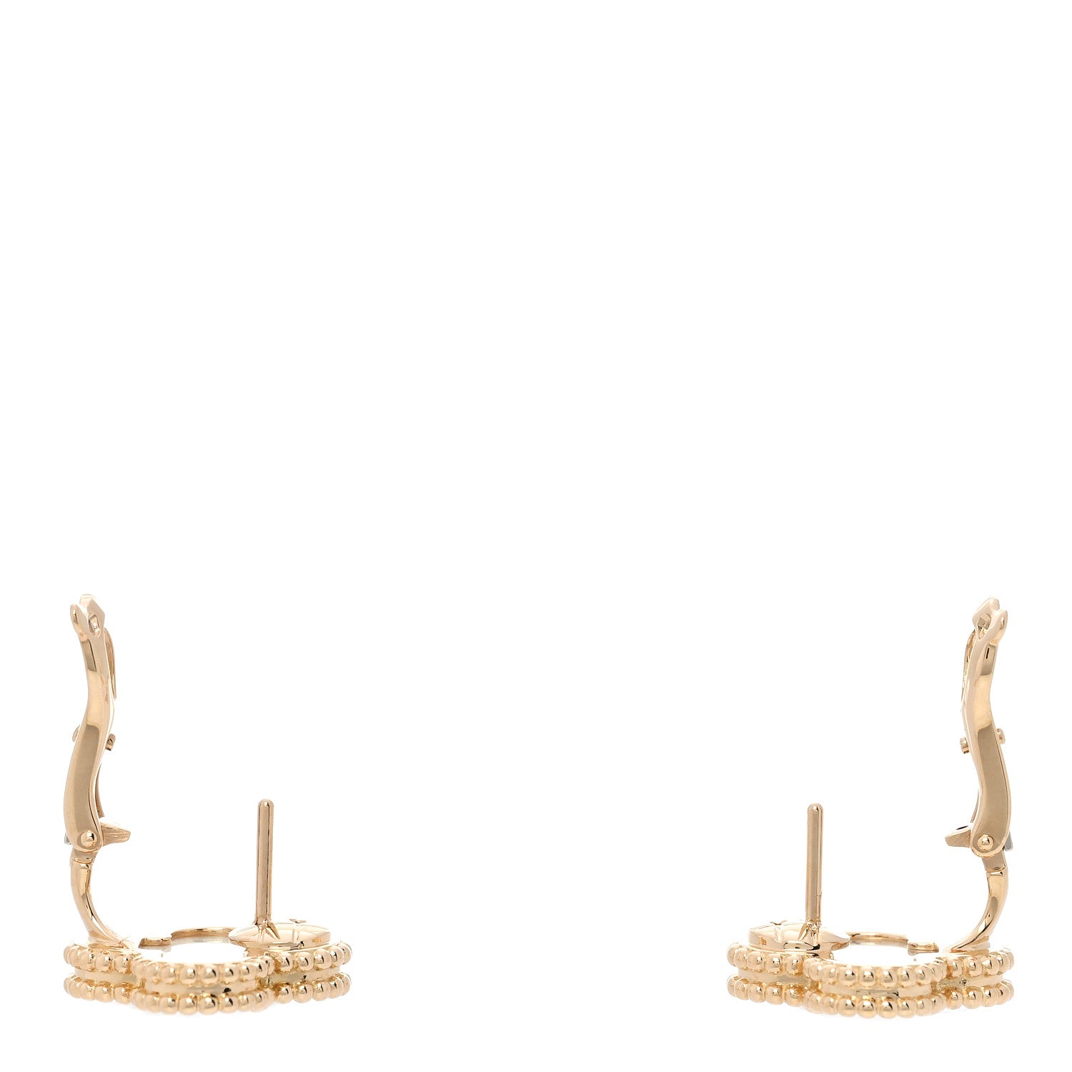Van Cleef & Arpels 18K Yellow Gold Mother of Pearl Vintage Alhambra Earrings 3 of 5