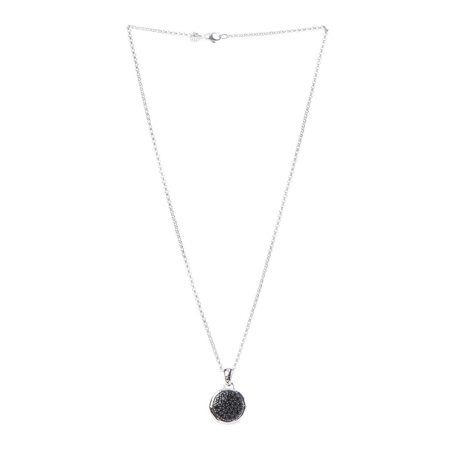 John Hardy Sterling Silver Black Sapphire Small Bamboo Round Pendant Necklace 3 of 6