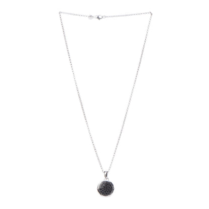John Hardy Sterling Silver Black Sapphire Small Bamboo Round Pendant Necklace 3 of 6