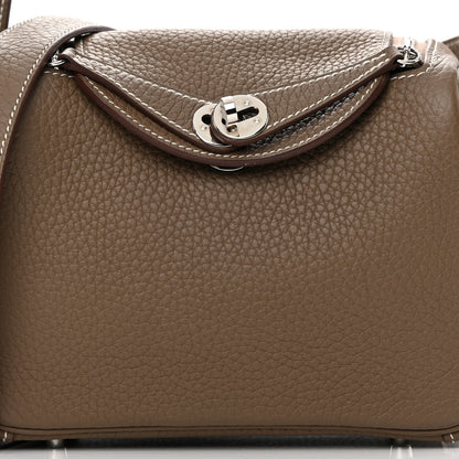 Hermes Taurillon Clemence Mini Lindy 20 Etoupe 8 of 10