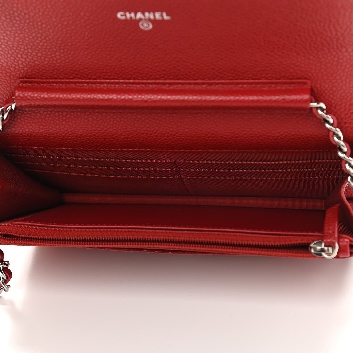 Chanel Caviar Quilted Wallet On Chain WOC Red 5 of 12