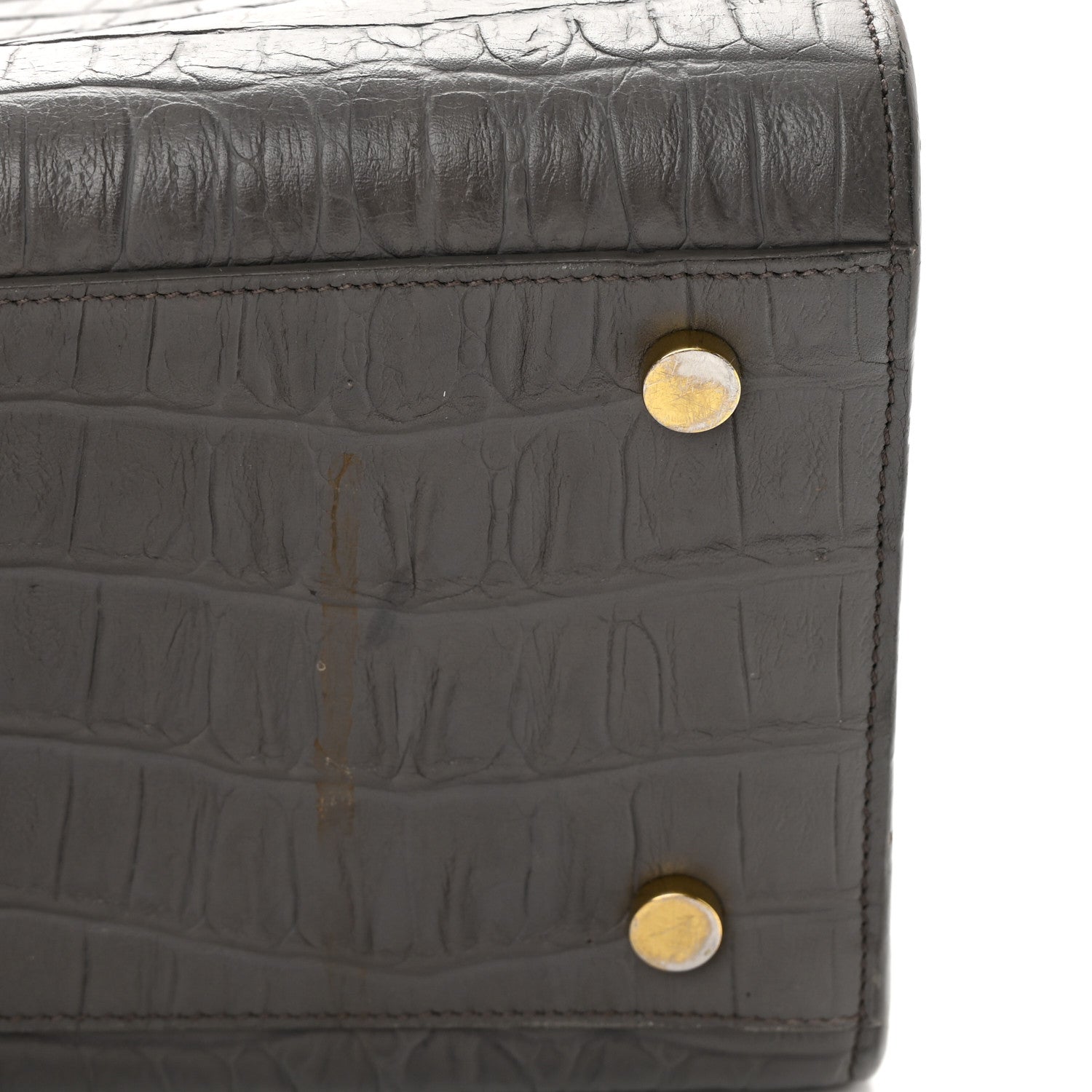 Saint Laurent Calfskin Crocodile Embossed Small Sac De Jour Fog 15 of 23