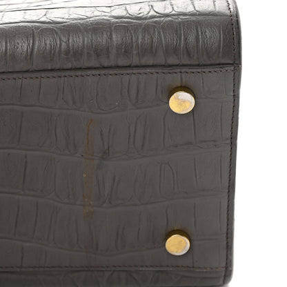 Saint Laurent Calfskin Crocodile Embossed Small Sac De Jour Fog 15 of 23
