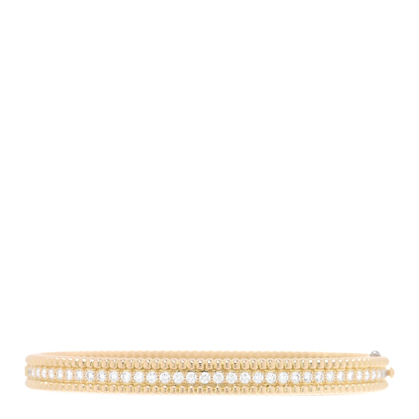 18K Yellow Gold Diamond Perlee 1-Row Bangle Bracelet S