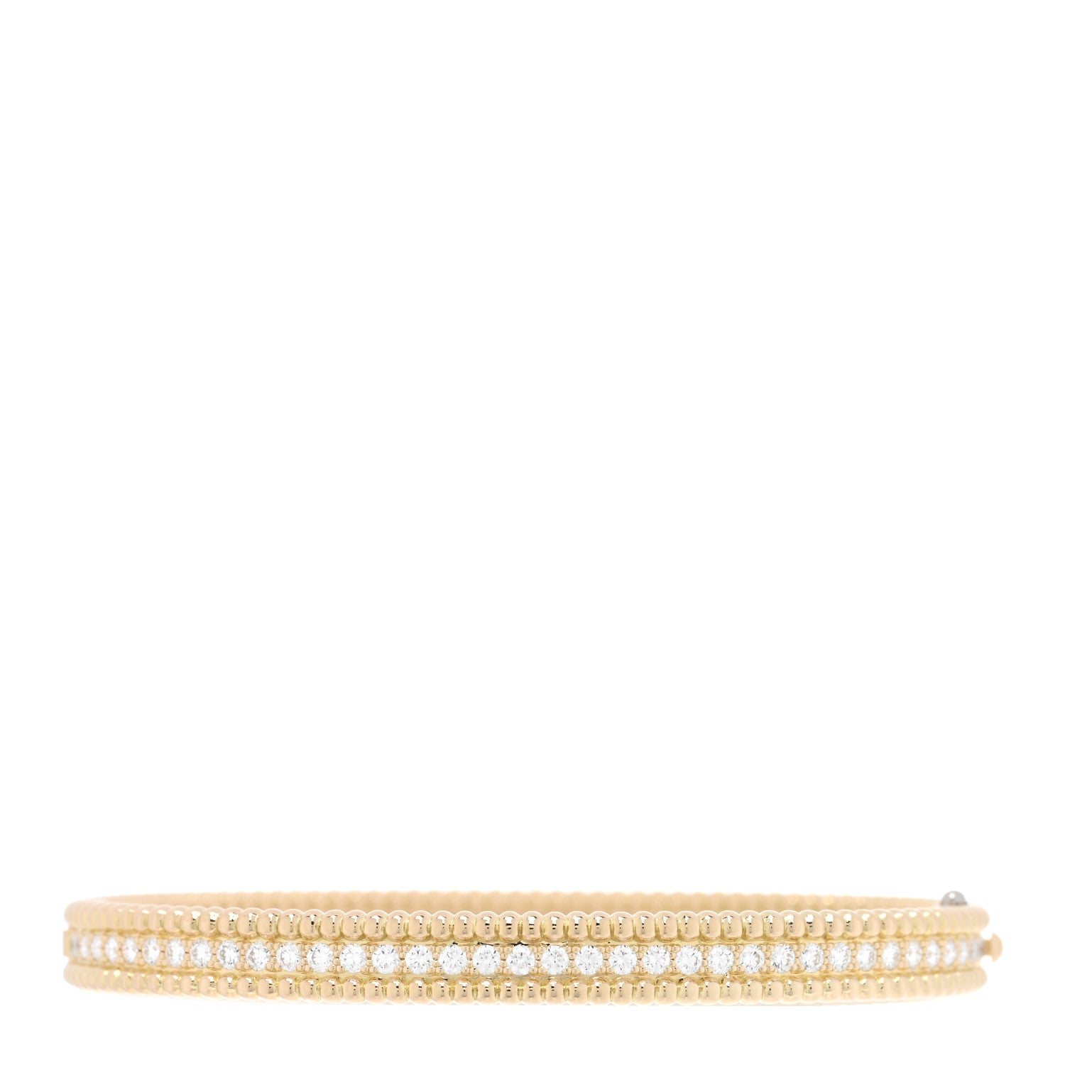 Van Cleef & Arpels 18K Yellow Gold Diamond Perlee 1-Row Bangle Bracelet S 2 of 4