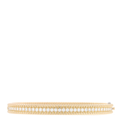 Van Cleef & Arpels 18K Yellow Gold Diamond Perlee 1-Row Bangle Bracelet S 2 of 4