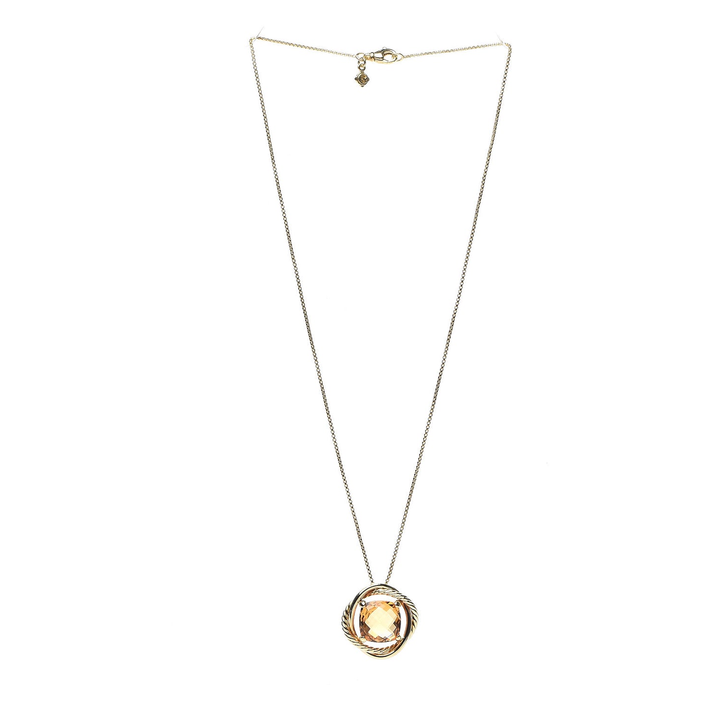 18K Yellow Gold Citrine 11mm Infinity Pendant Necklace