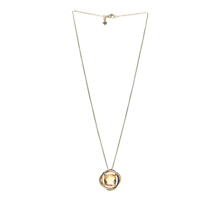 David Yurman 18K Yellow Gold Citrine 11mm Infinity Pendant Necklace 2 of 3