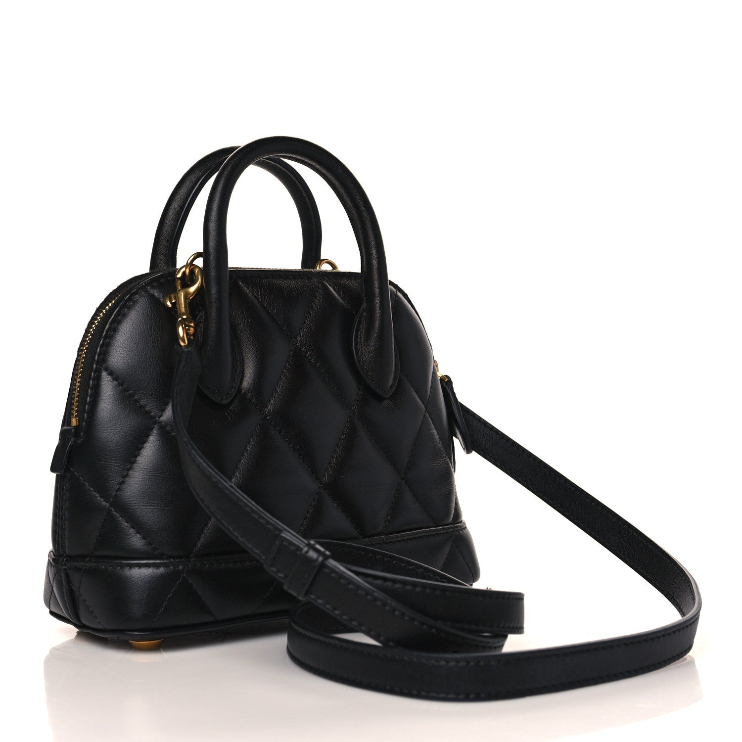 Balenciaga Nappa Calfskin Quilted XXS Ville Top Handle Bag Black 3 of 10