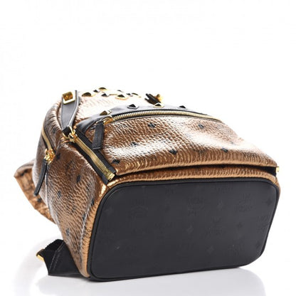 MCM Metallic Visetos Studded Small Dual Stark Backpack Gold 4 of 7