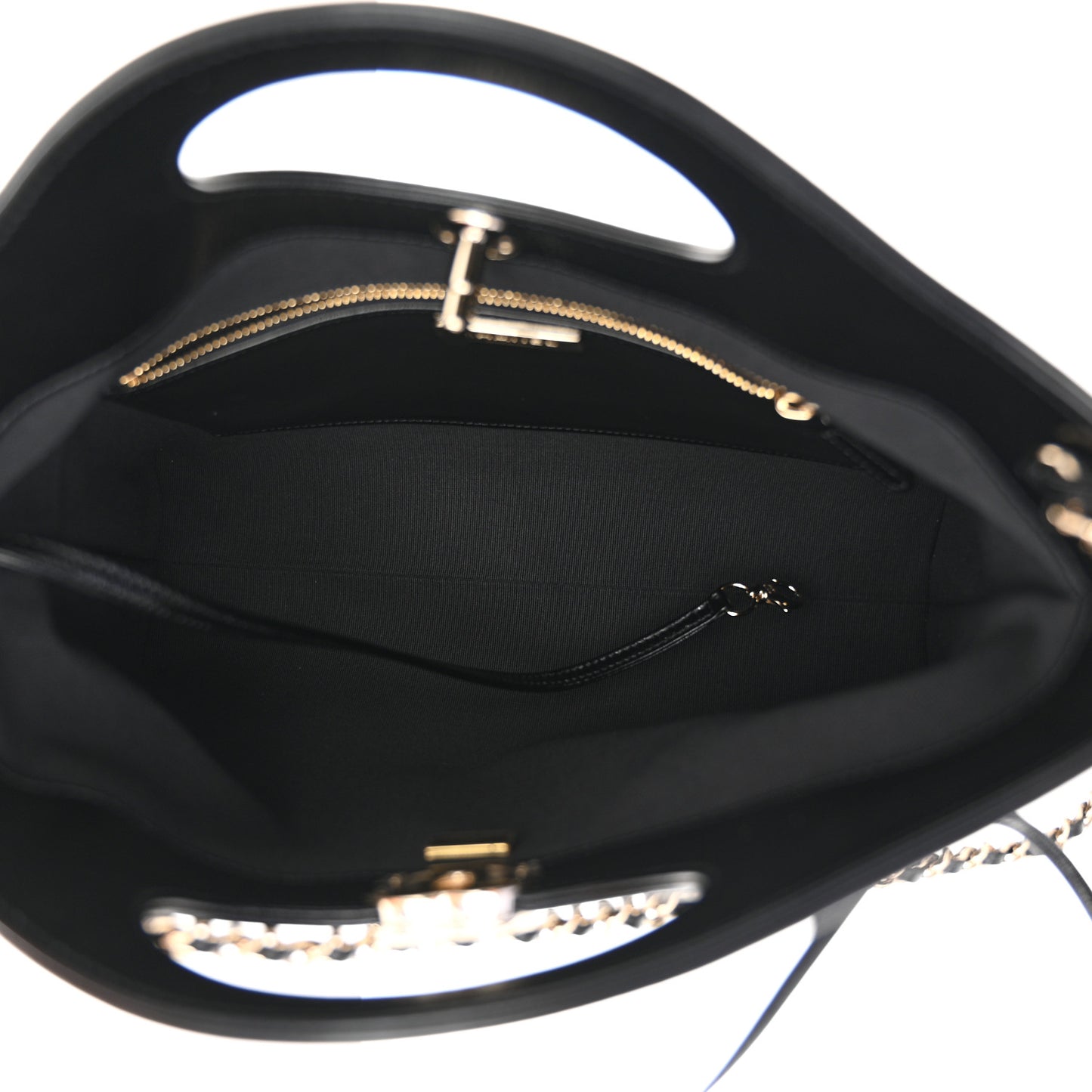 Shiny Lambskin Quilted Small 31 Shopping Bag Black