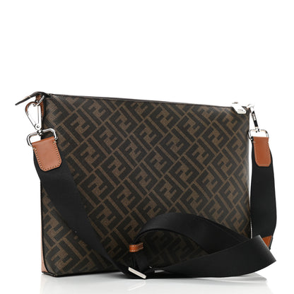 Fendi Glazed Fabric Vitello King FF 1974 Diagonal Medium East West Messenger Tobacco Moro Cuoio 3 of 10