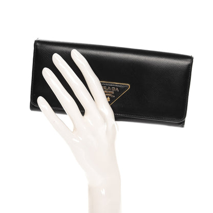 Prada Saffiano Continental Flap Wallet Nero Black 2 of 12