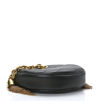 Saint Laurent Lambskin Quilted Round Le Maillon Round Tassel Chain Crossbody Bag Black 4 of 11