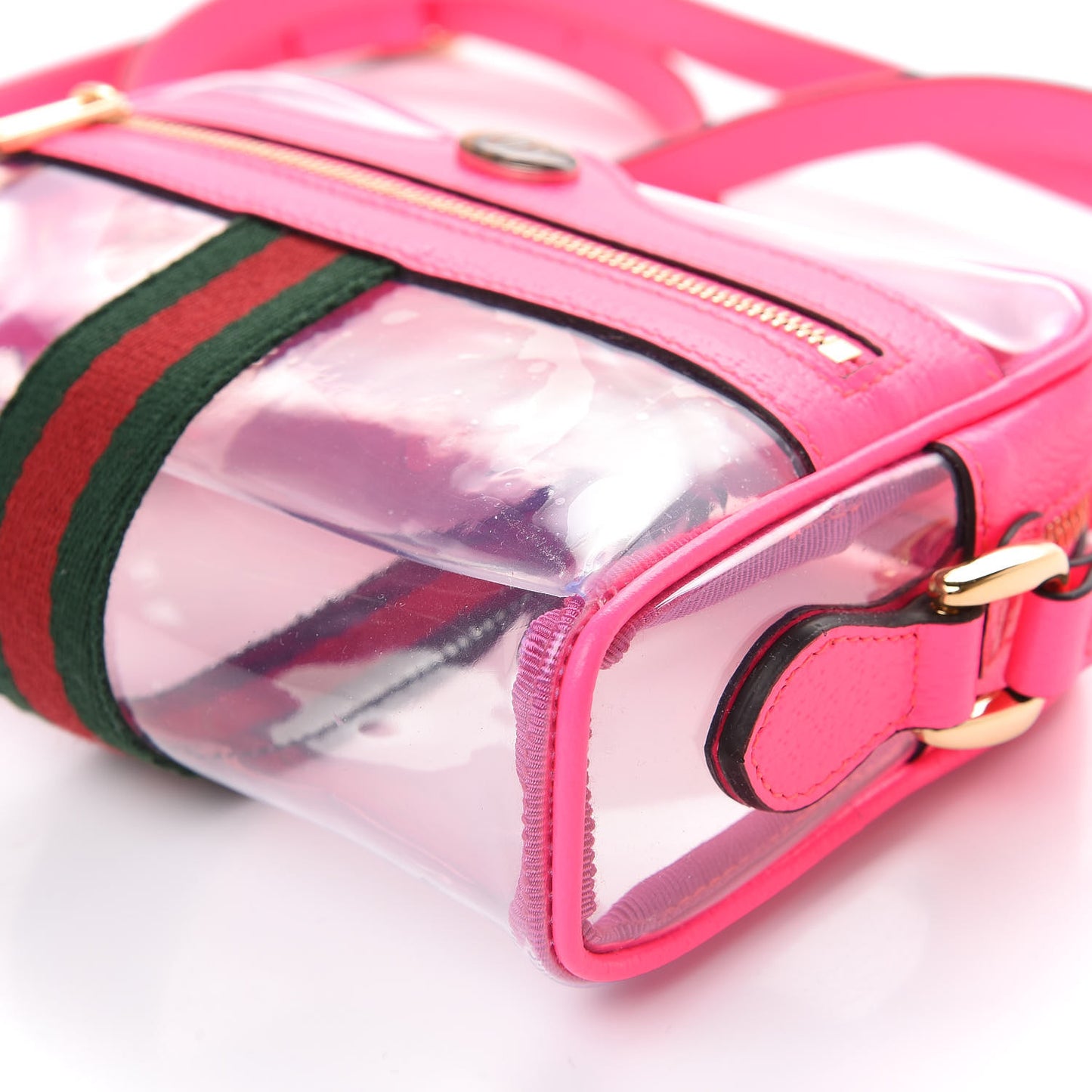 Vinyl Web Mini Ophidia Transparent Shoulder Bag Fluorescent Fuchsia