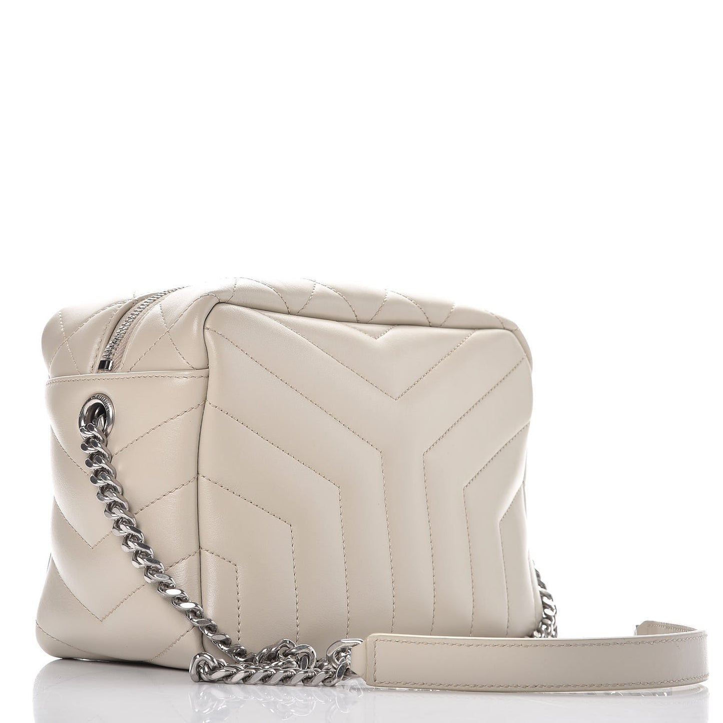Calfskin Y Quilted Monogram Small Loulou Bowling Bag Ivory
