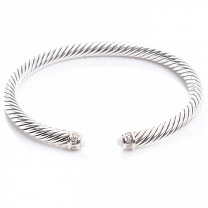 David Yurman Sterling Silver Diamond White Agate 5mm Cable Classics Bracelet 1 of 5