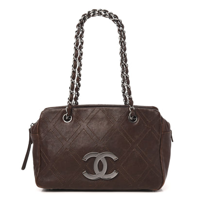 Chanel Calfskin Diamond Stitch Small Tote Dark Brown 1 of 11