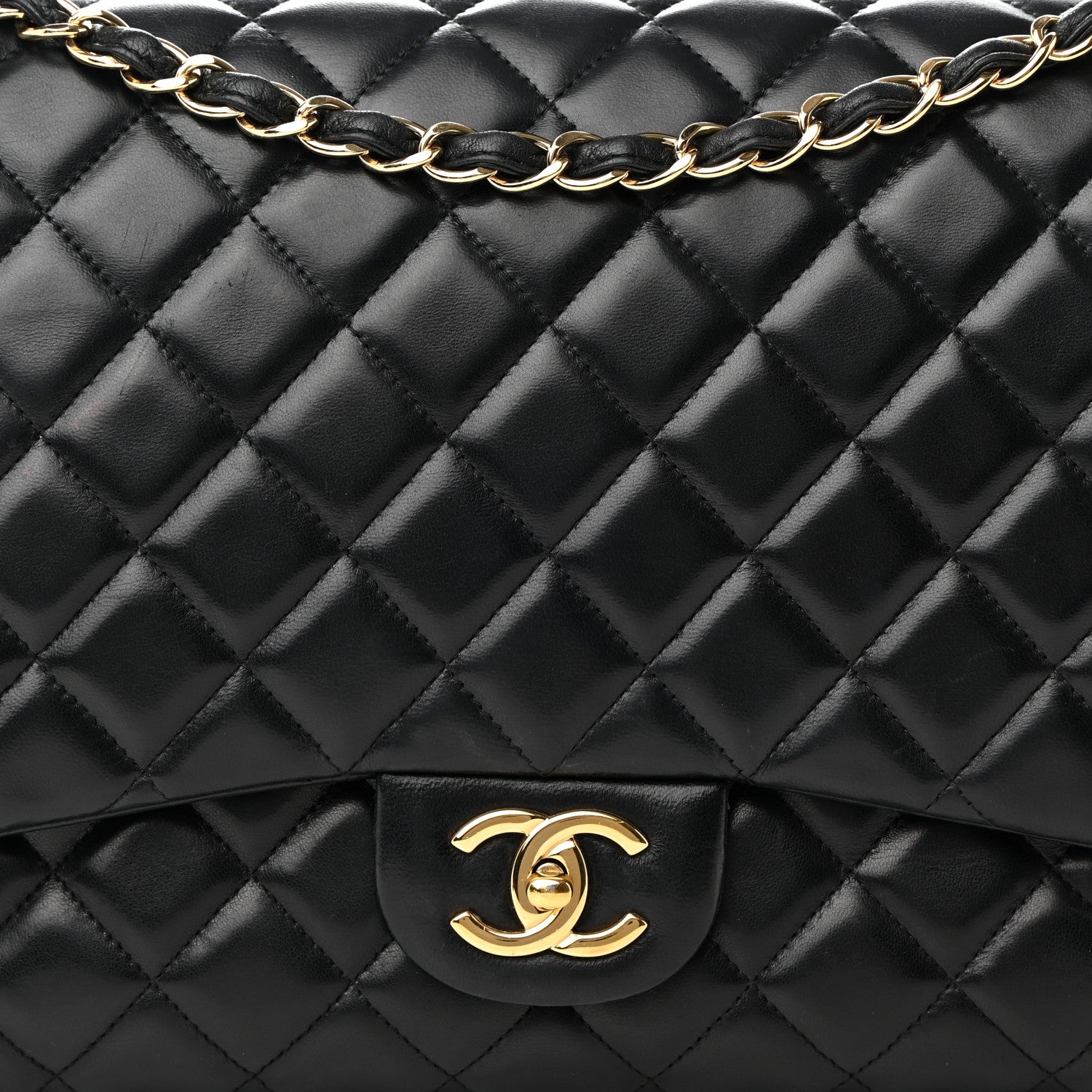Chanel Lambskin Quilted Maxi Double Flap Black 8 of 22