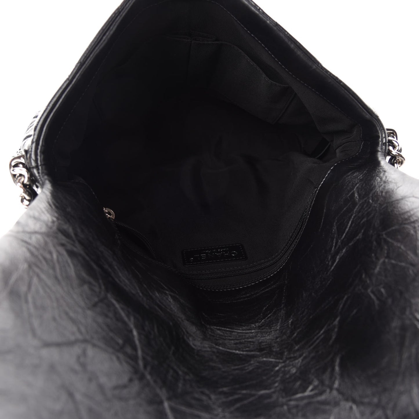 Crackled Aged Calfskin Big Bang Flap Black