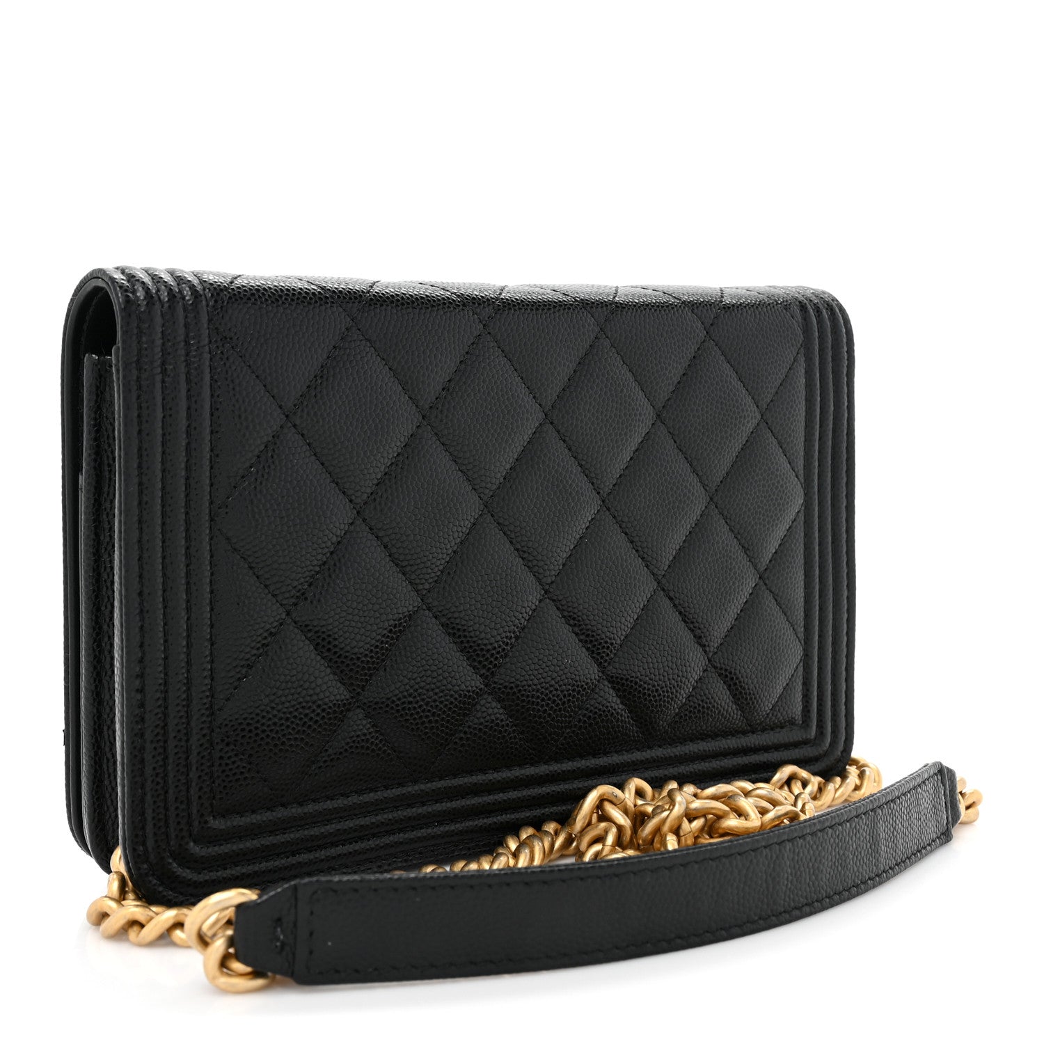 Chanel Caviar Quilted Boy Clutch With Chain Black 3 of 14