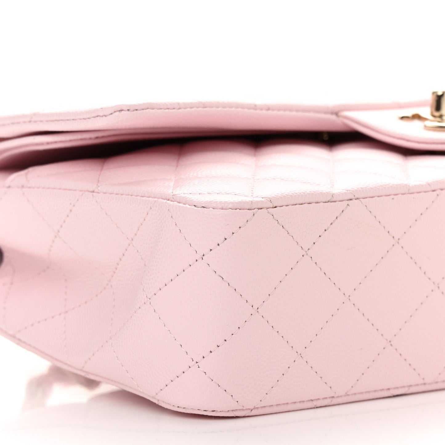 Caviar Quilted Medium Double Flap Light Pink