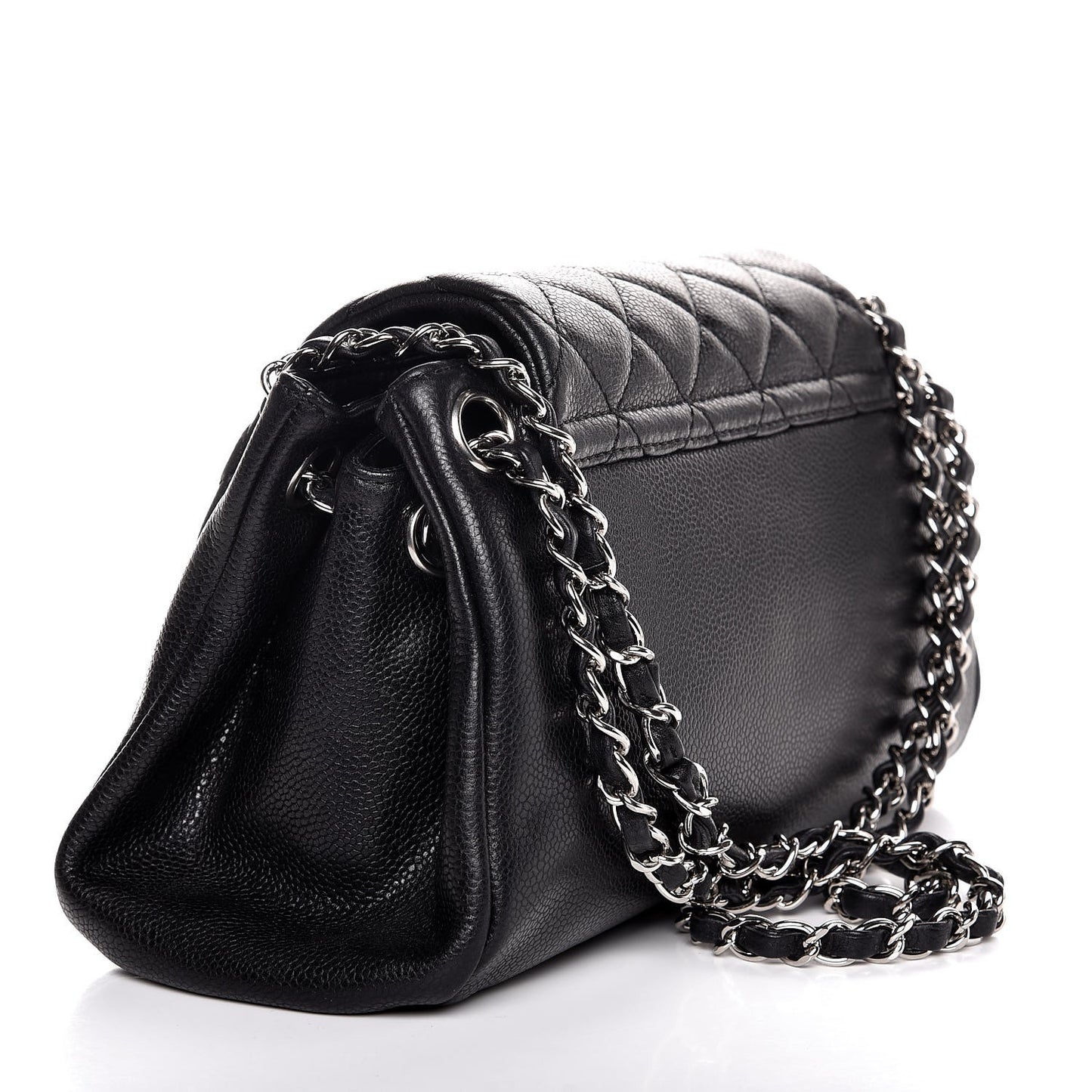 Caviar Quilted Accordion Mademoiselle Flap Black