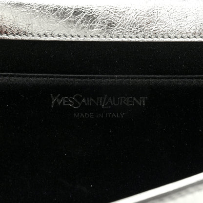 Saint Laurent Metallic Calfskin Monogram Large Belle De Jour Clutch Silver 6 of 6