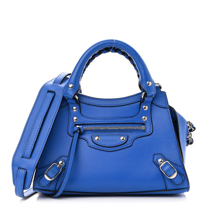 Balenciaga Smooth Calfskin Neo Classic Silver Hardware Mini City Bleu 1 of 11