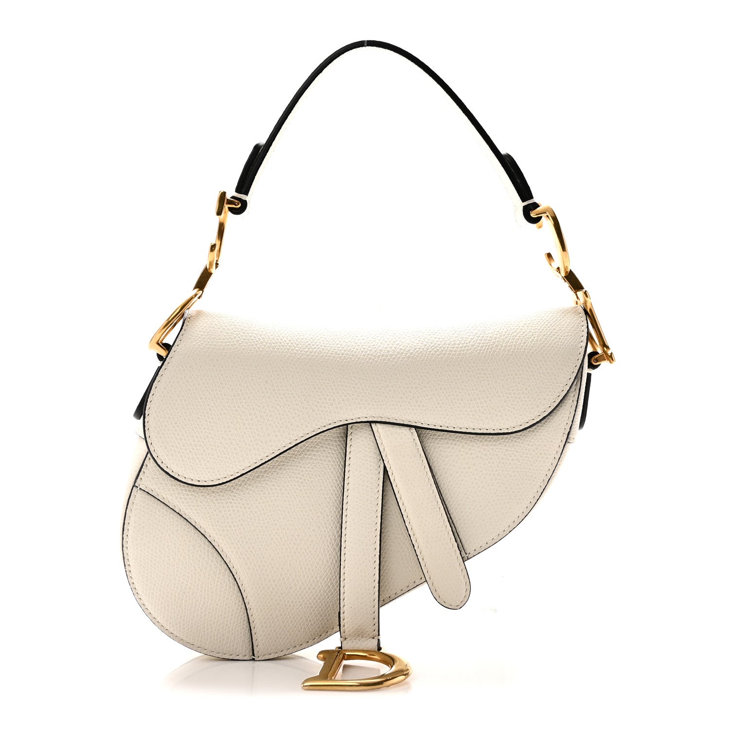 Christian Dior Grained Calfskin Mini Saddle Bag White 1 of 10