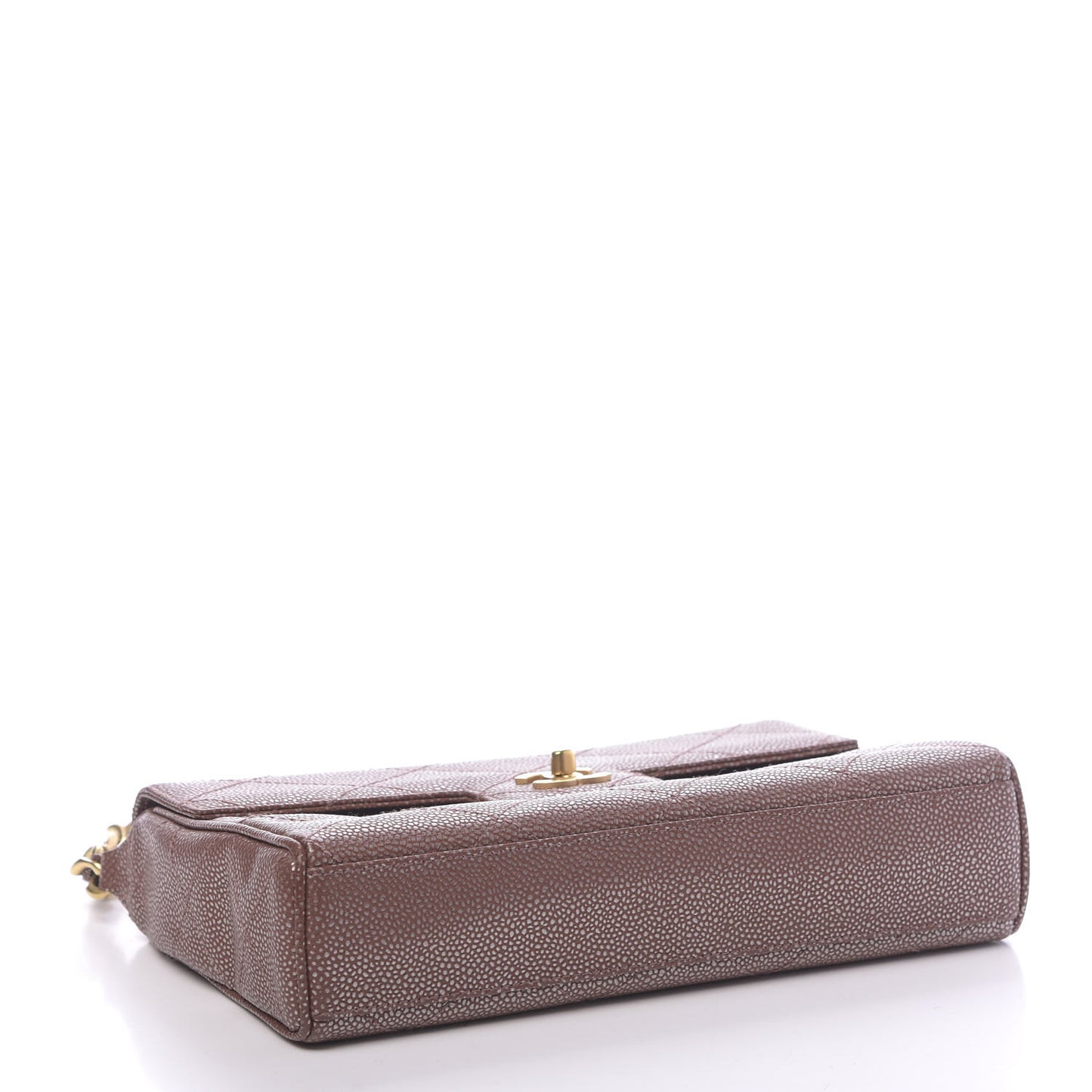 Metallic Caviar Quilted Medium Single Flap Brown